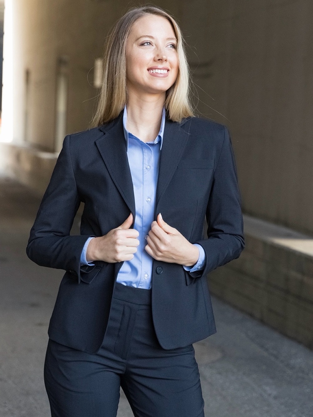 Women's Navy Tailored Blazer - Classic Professional Jacket
